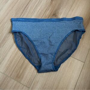 Victoria’s Secret High-Leg Brief Panty | XL | Blue Shimmer Mesh | NWT